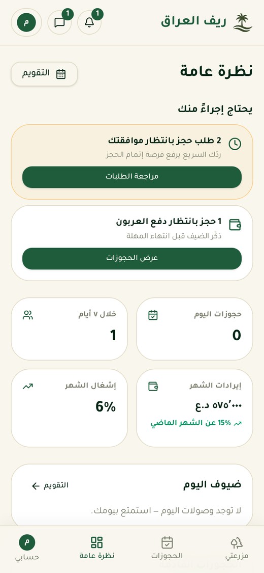 لوحة تحكم صاحب المزرعة في ريف العراق على الهاتف
